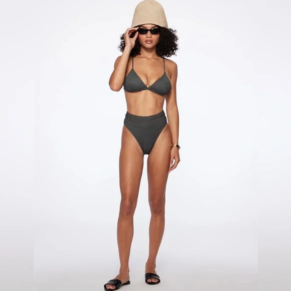 Tropic of C raw denim fixed triangle top in black denim Set - Small